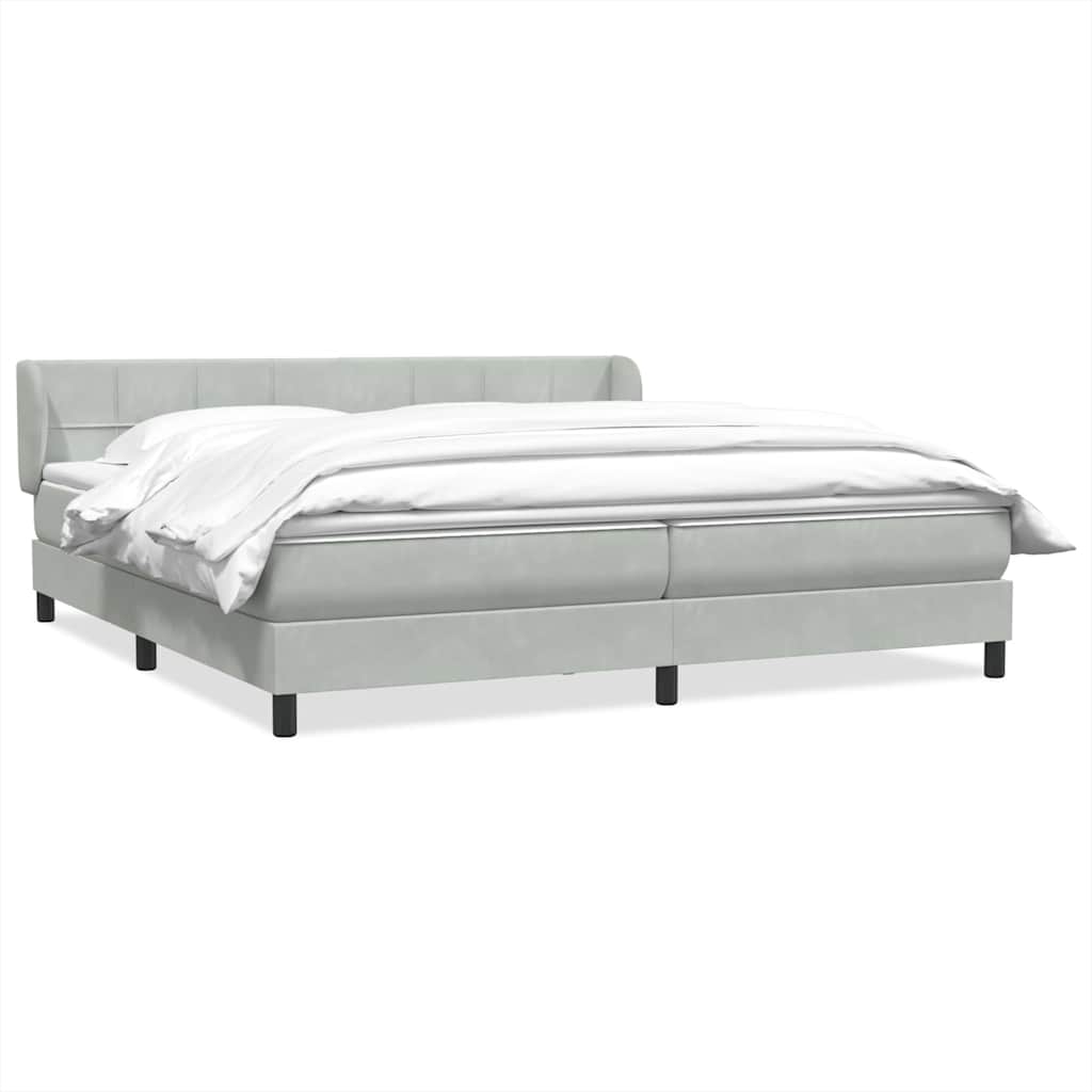 Boxspring met matrassen fluweel lichtgrijs 200x210 cm – afbeelding 2