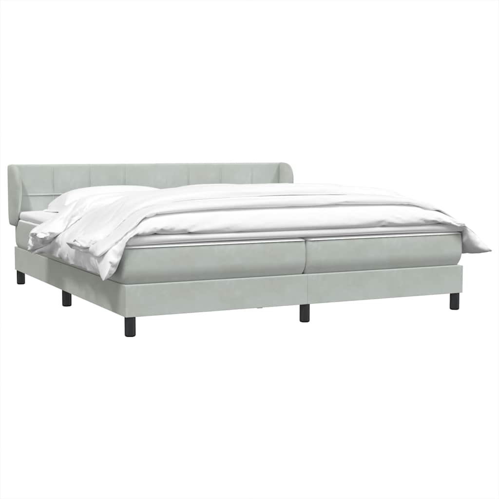 Boxspring met matrassen fluweel lichtgrijs 200x210 cm – afbeelding 3
