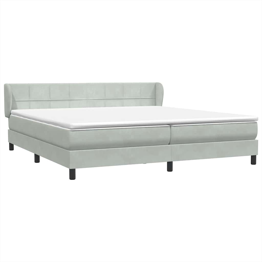 Boxspring met matrassen fluweel lichtgrijs 200x210 cm – afbeelding 4