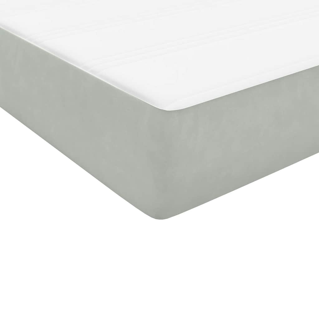Boxspring met matrassen fluweel lichtgrijs 200x210 cm – afbeelding 9