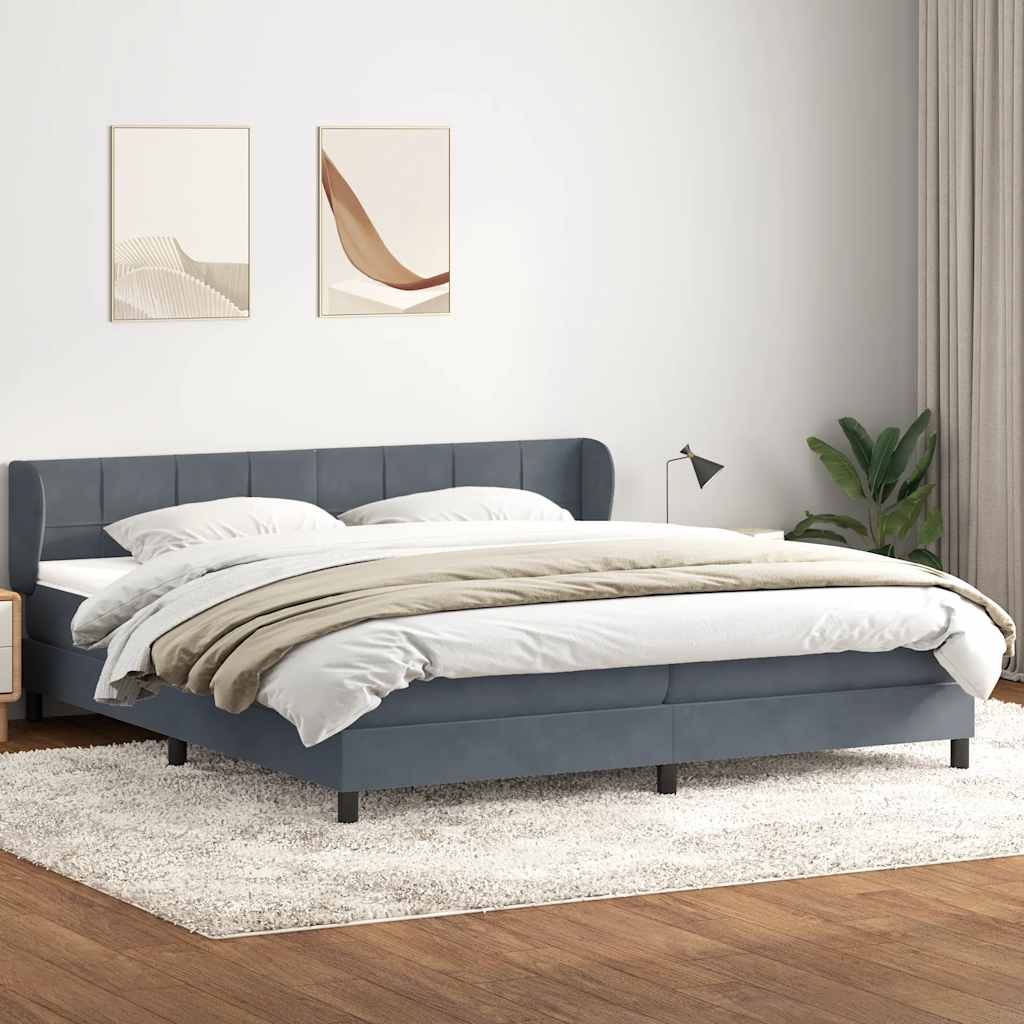 Boxspring met matrassen fluweel donkergrijs 200x210 cm – afbeelding 1
