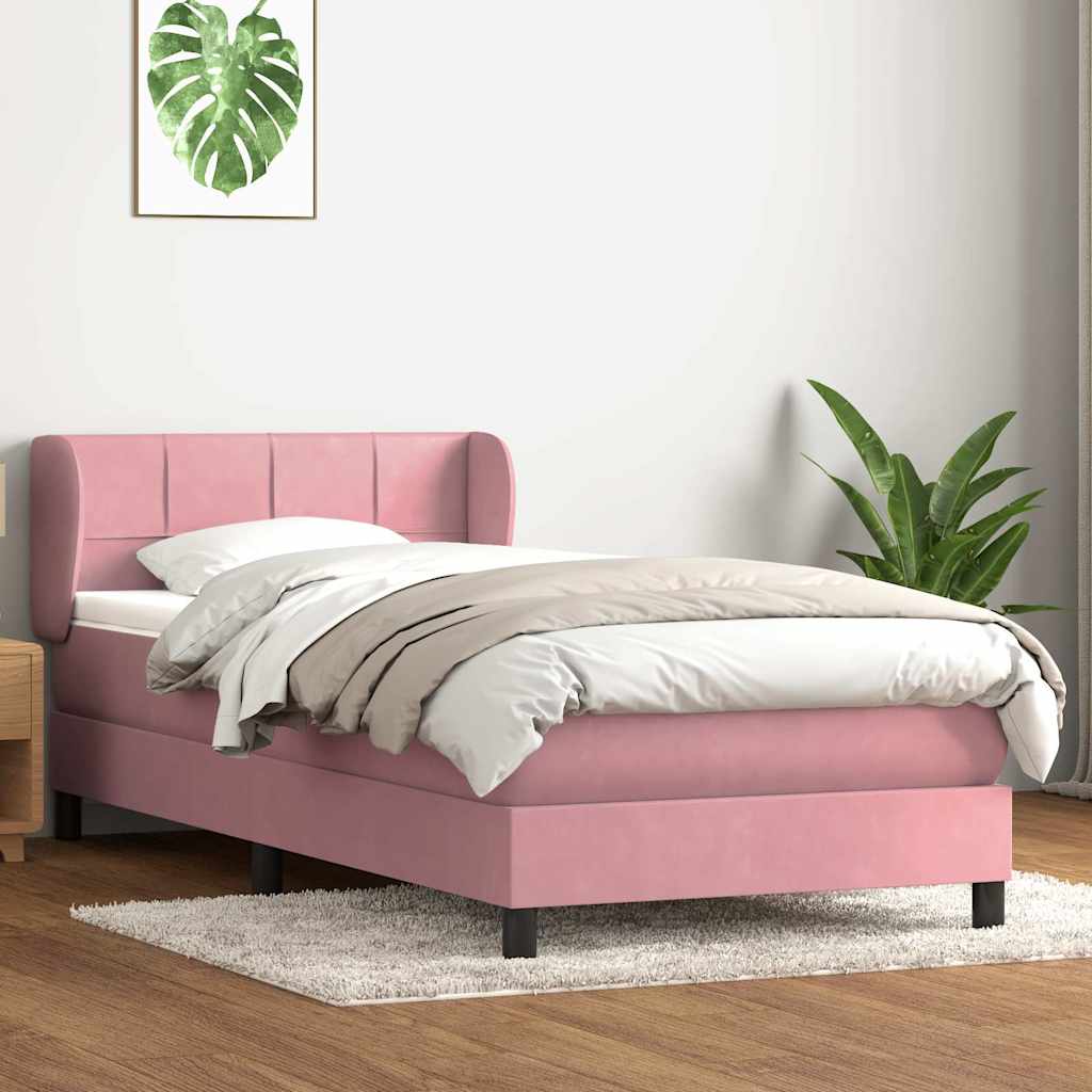 Boxspring met matras fluweel roze 80x220 cm – afbeelding 1