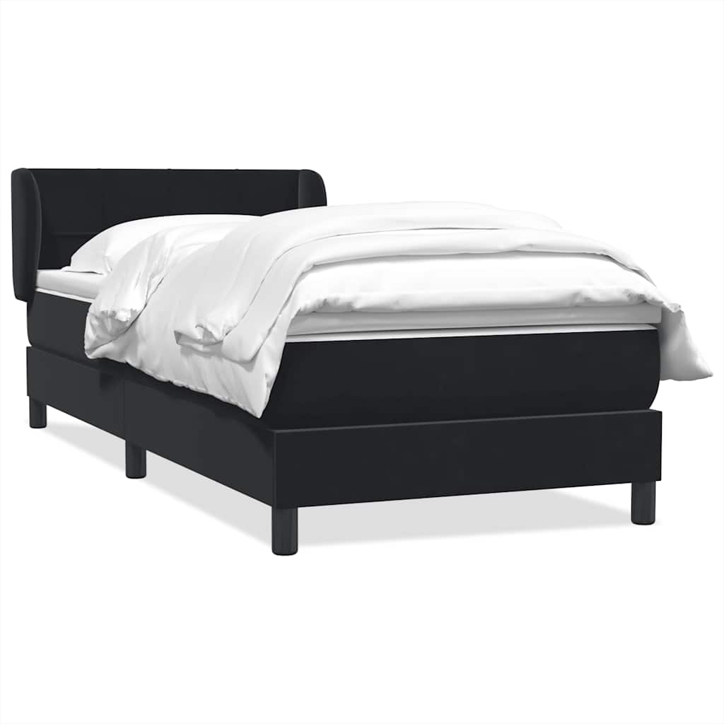 Boxspring met matras fluweel zwart 90x220 cm – afbeelding 2