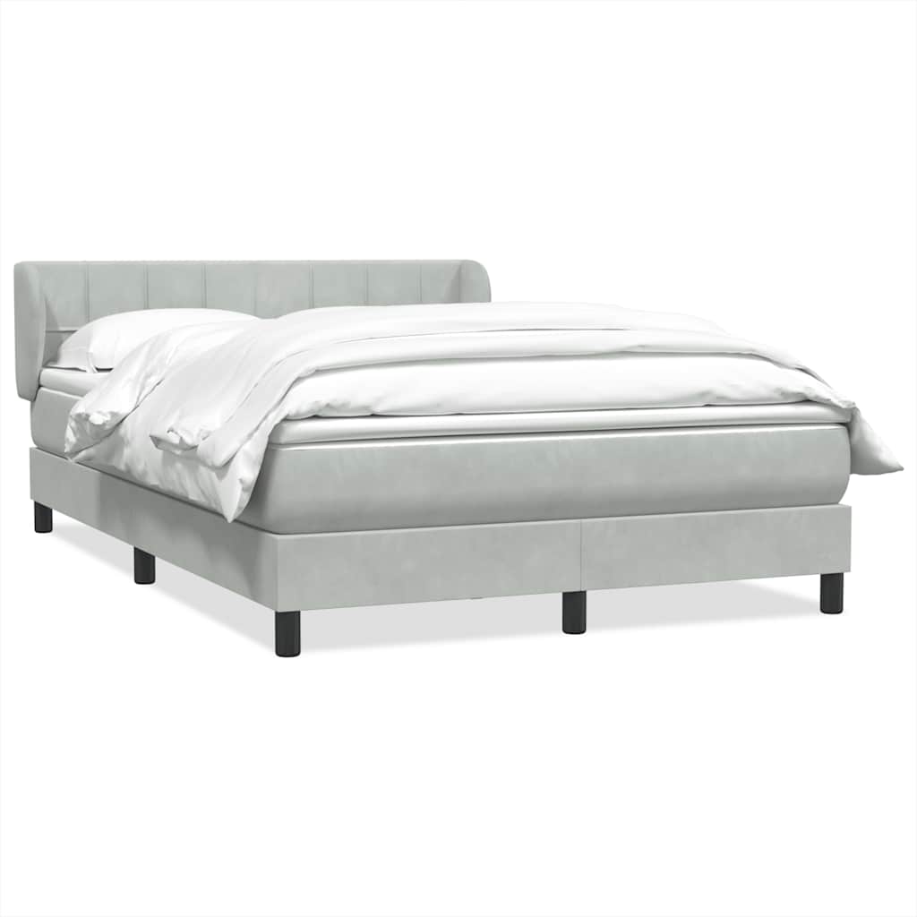 Boxspring met matras fluweel lichtgrijs 140x220 cm – afbeelding 2