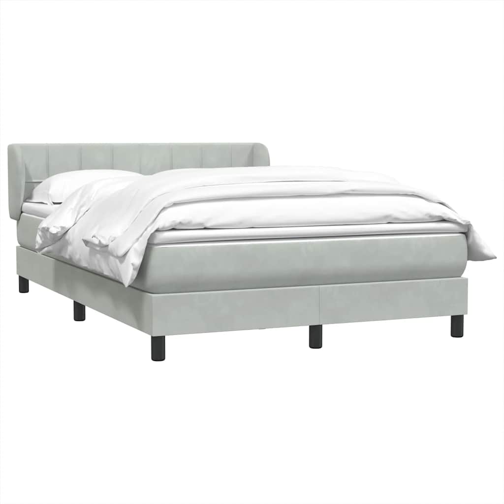 Boxspring met matras fluweel lichtgrijs 140x220 cm – afbeelding 3