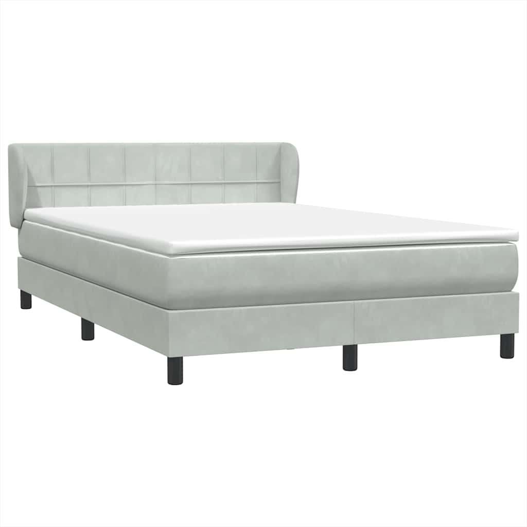 Boxspring met matras fluweel lichtgrijs 140x220 cm – afbeelding 4