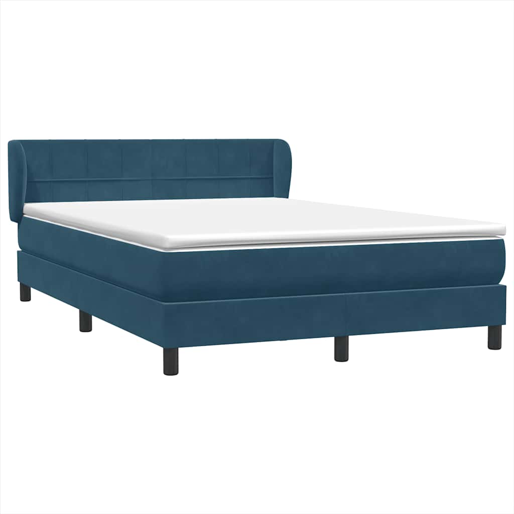 Boxspring met matras fluweel donkerblauw 140x220 cm – afbeelding 4