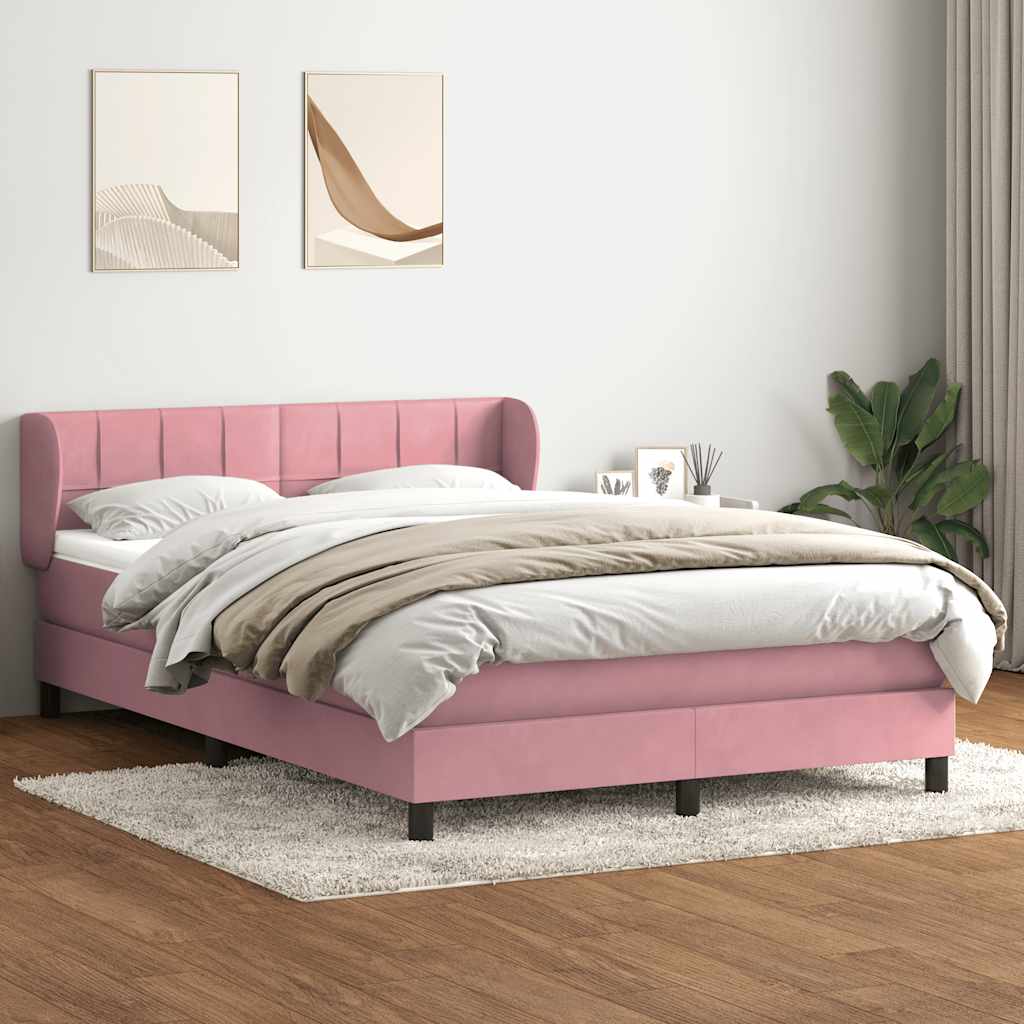 Boxspring met matras fluweel roze 140x220 cm – afbeelding 1