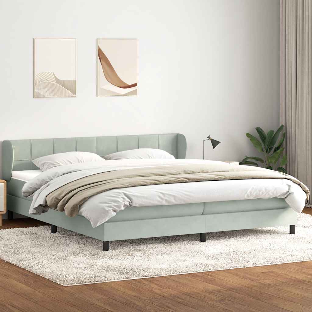 Boxspringbed met matrassen 180x220 cm fluweel lichtgrijs – afbeelding 1