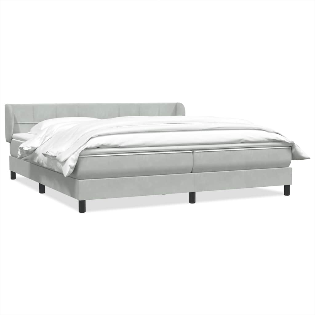 Boxspringbed met matrassen 180x220 cm fluweel lichtgrijs – afbeelding 2