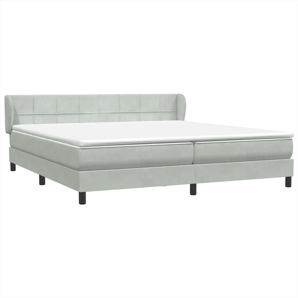 Boxspringbed met matrassen 180x220 cm fluweel lichtgrijs – afbeelding 4