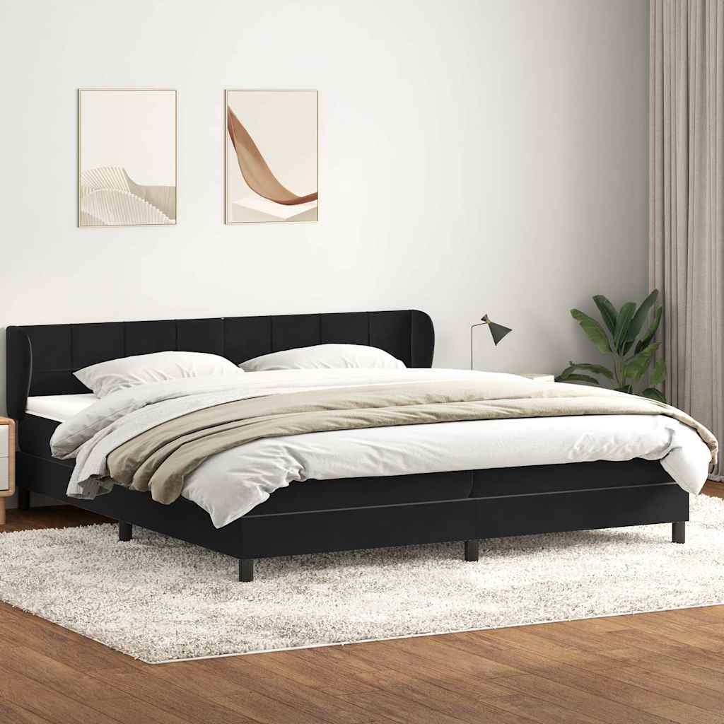 Boxspringbed met matrassen 180x220 cm fluweel zwart – afbeelding 1
