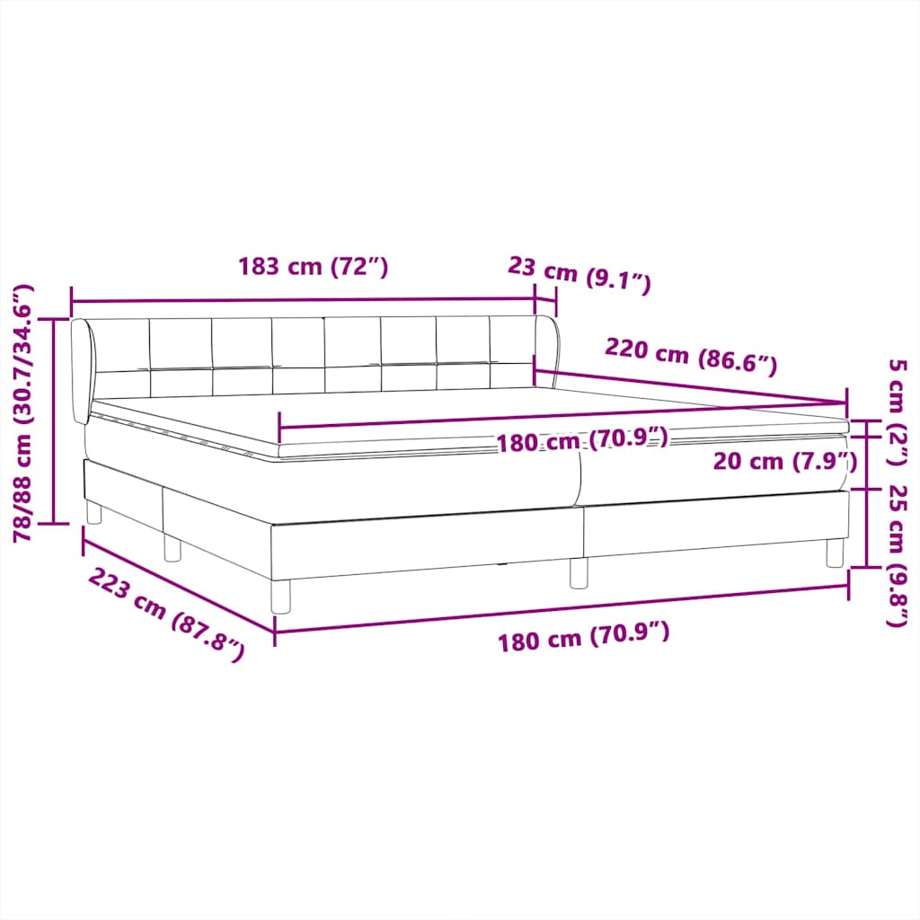 Boxspringbed met matrassen 180x220 cm fluweel zwart – afbeelding 12