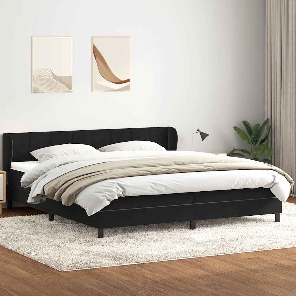 Boxspringbed met matrassen 200x220 cm fluweel zwart – afbeelding 1