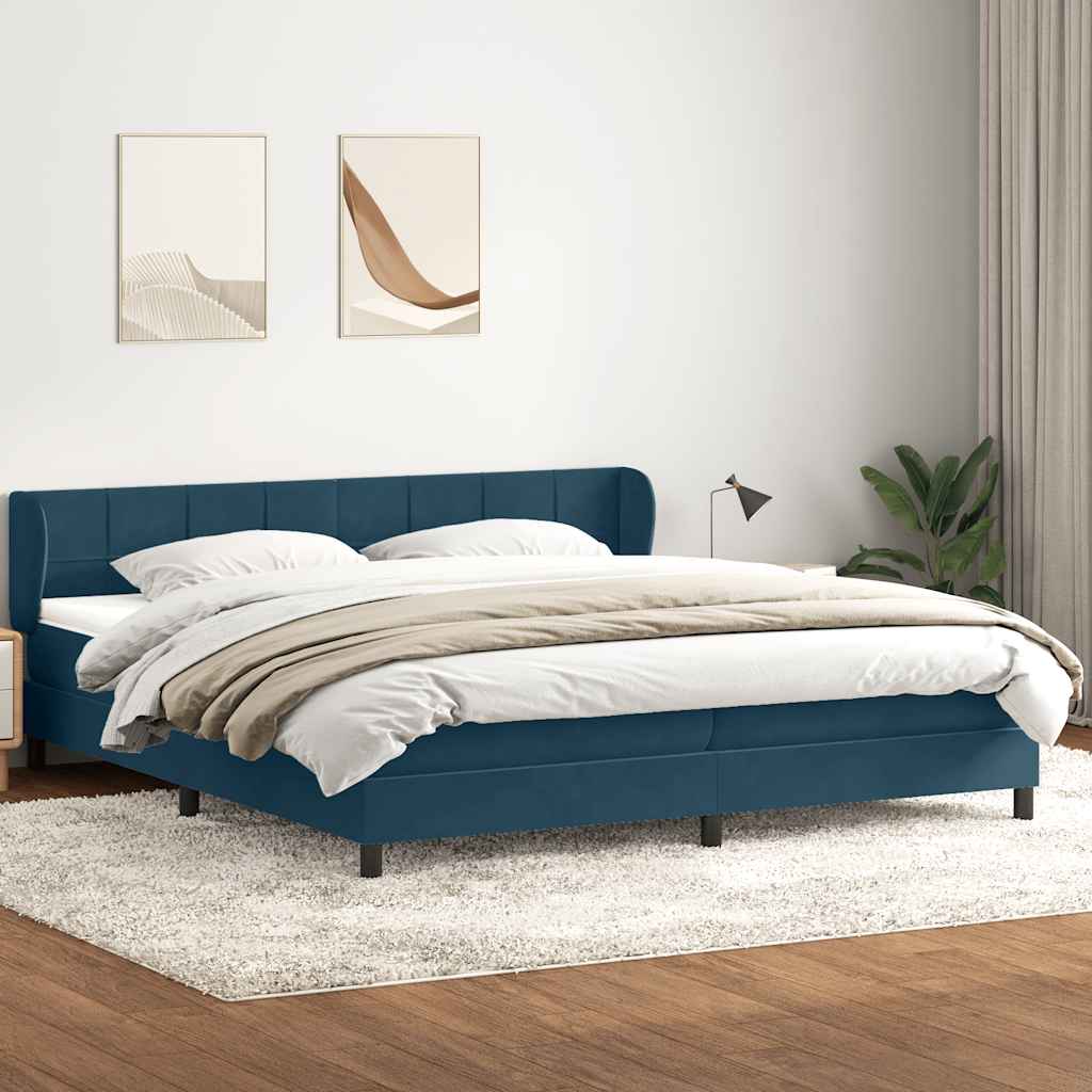 Boxspringbed met matrassen 200x220 cm fluweel donkerblauw – afbeelding 1