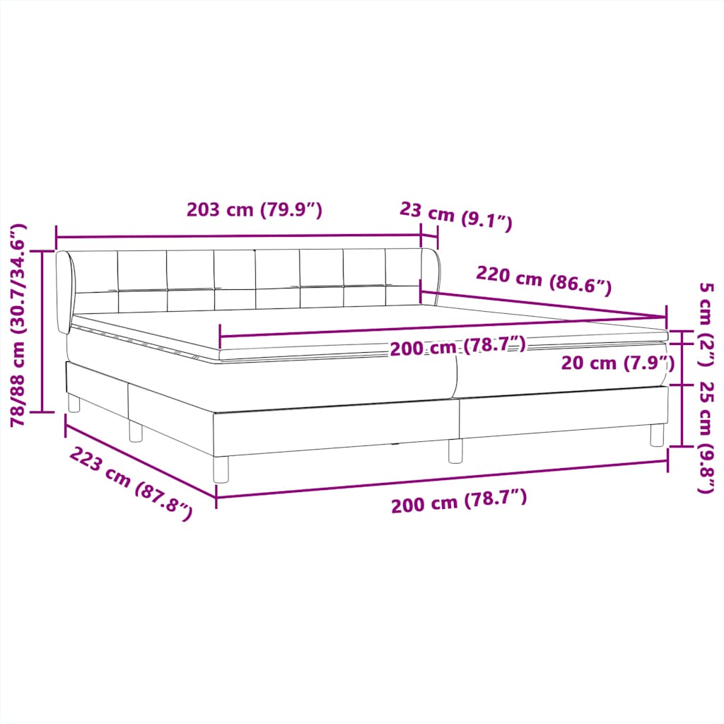 Boxspringbed met matrassen 200x220 cm fluweel donkerblauw – afbeelding 12