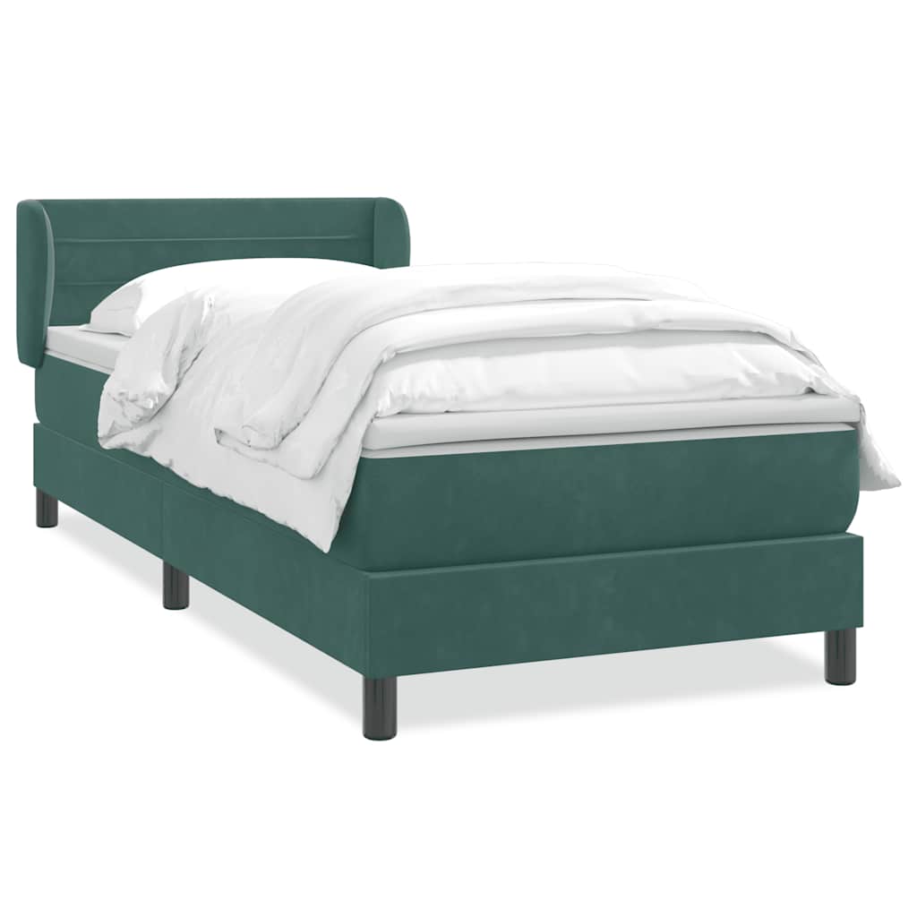 Boxspring met matras fluweel donkergroen 80x210 cm – afbeelding 2