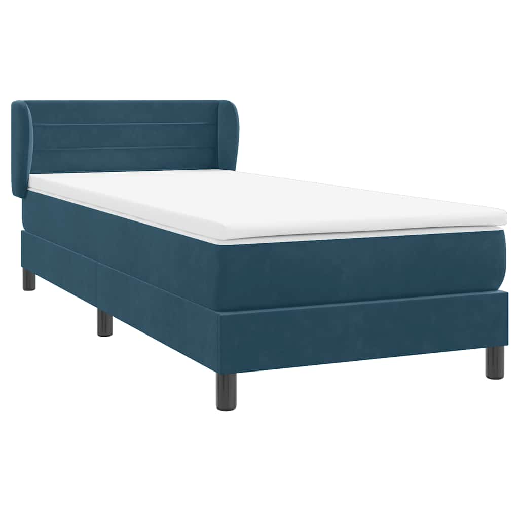 Boxspring met matras fluweel donkerblauw 80x210 cm – afbeelding 4