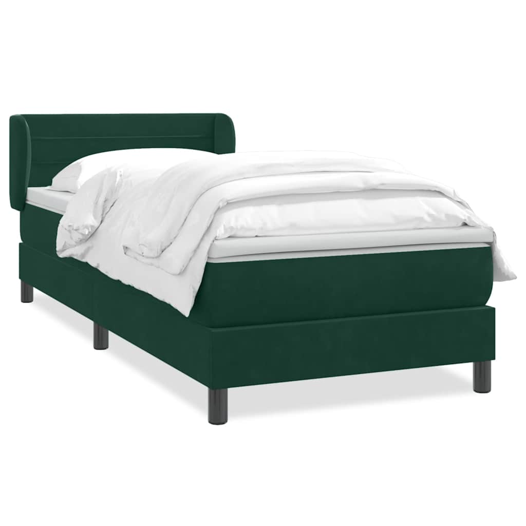 Boxspring met matras fluweel donkergroen 90x210 cm – afbeelding 2