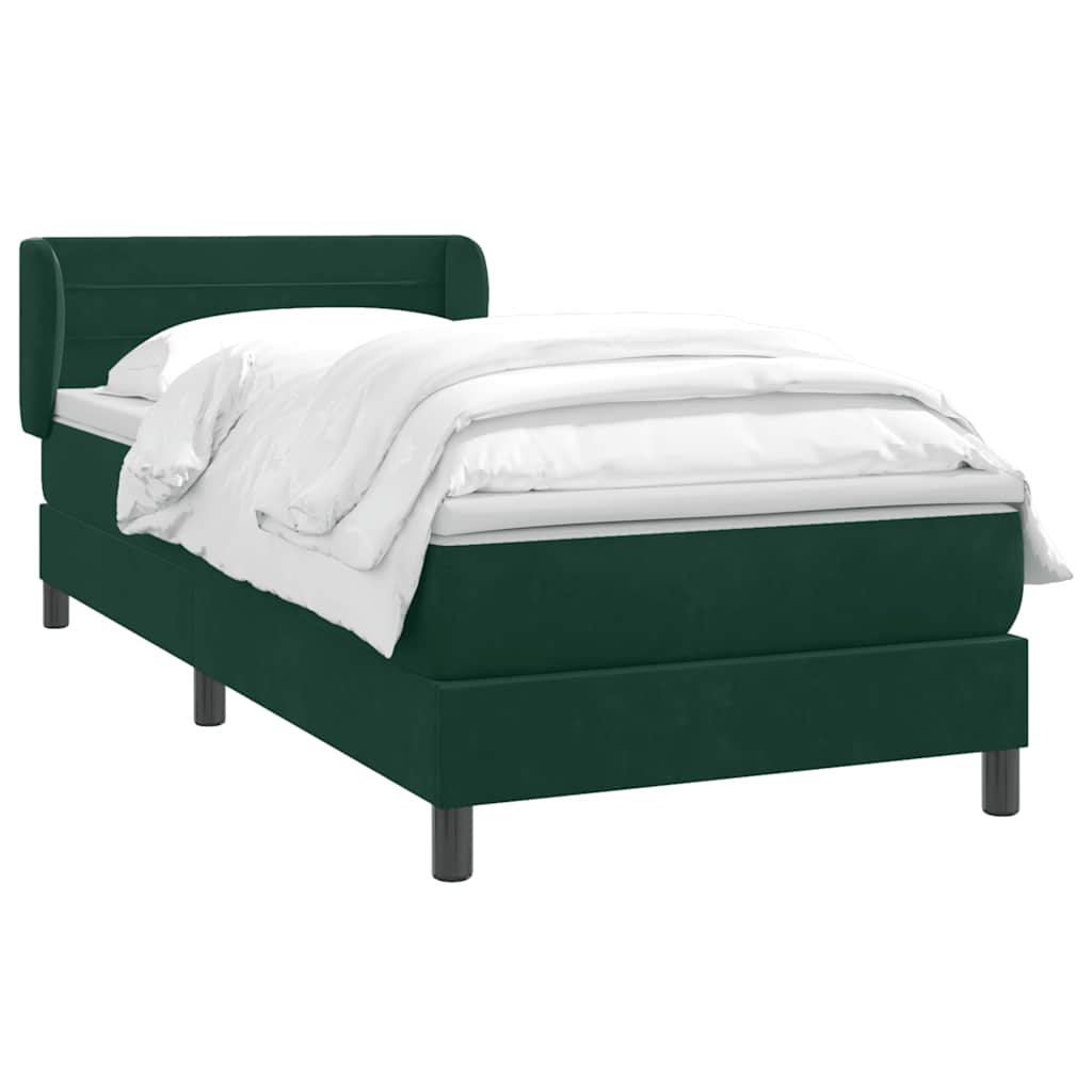 Boxspring met matras fluweel donkergroen 90x210 cm – afbeelding 3
