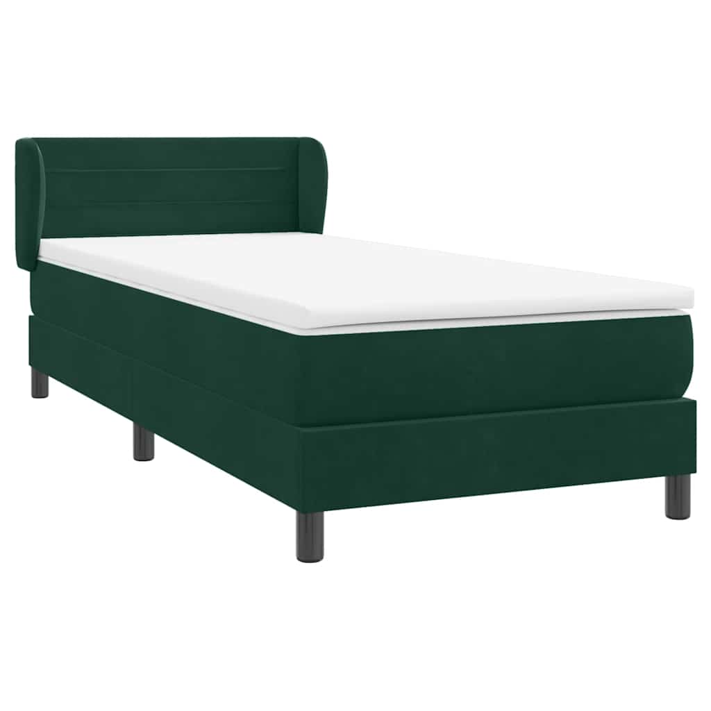 Boxspring met matras fluweel donkergroen 90x210 cm – afbeelding 4