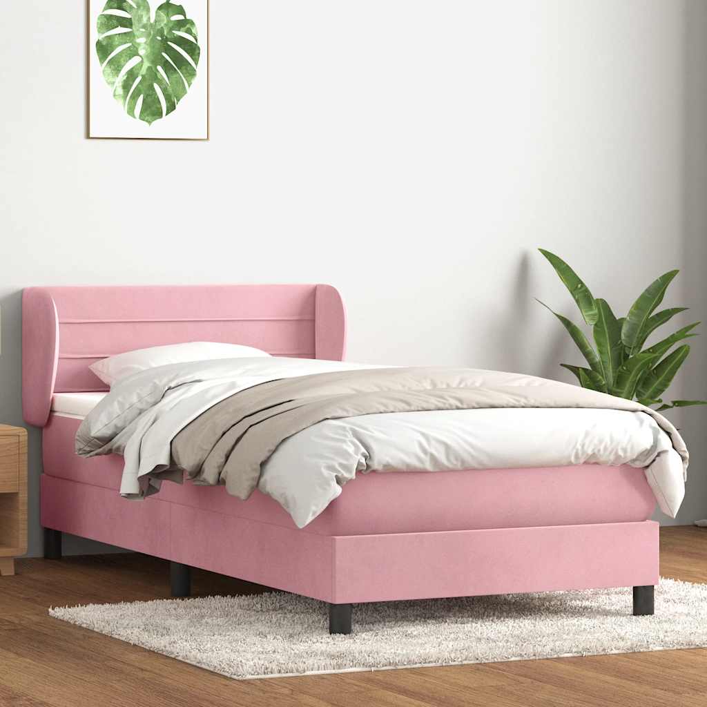 Boxspring met matras fluweel roze 90x210 cm – afbeelding 1