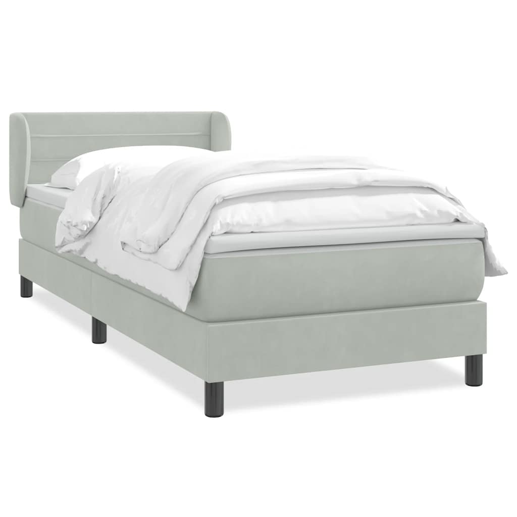 Boxspring met matras fluweel lichtgrijs 100x210 cm – afbeelding 2