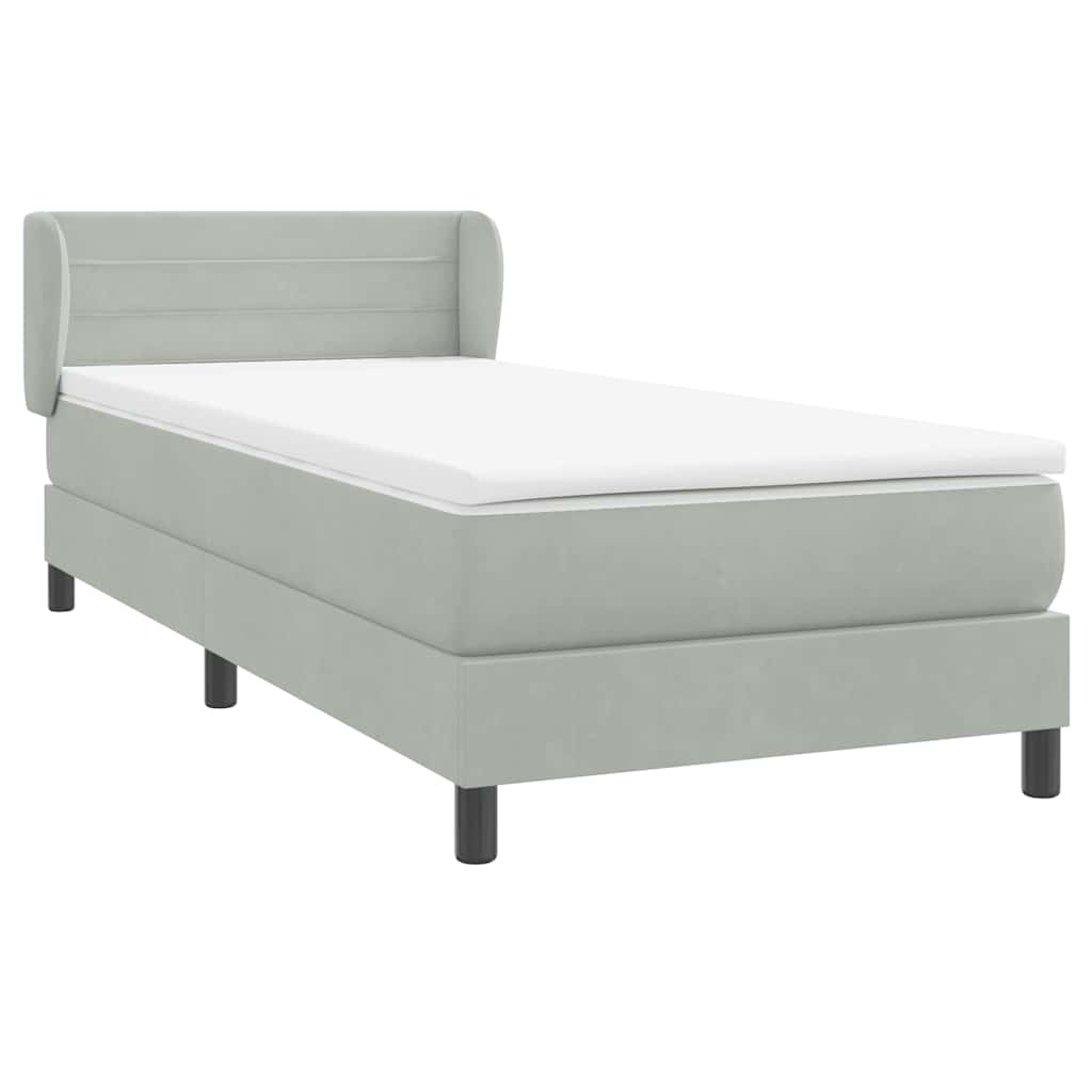 Boxspring met matras fluweel lichtgrijs 100x210 cm – afbeelding 4