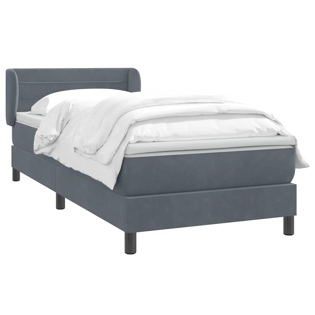 Boxspring met matras fluweel donkergrijs 100x210 cm – afbeelding 3