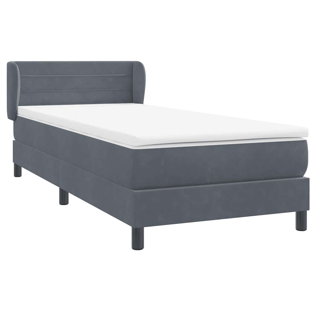 Boxspring met matras fluweel donkergrijs 100x210 cm – afbeelding 4