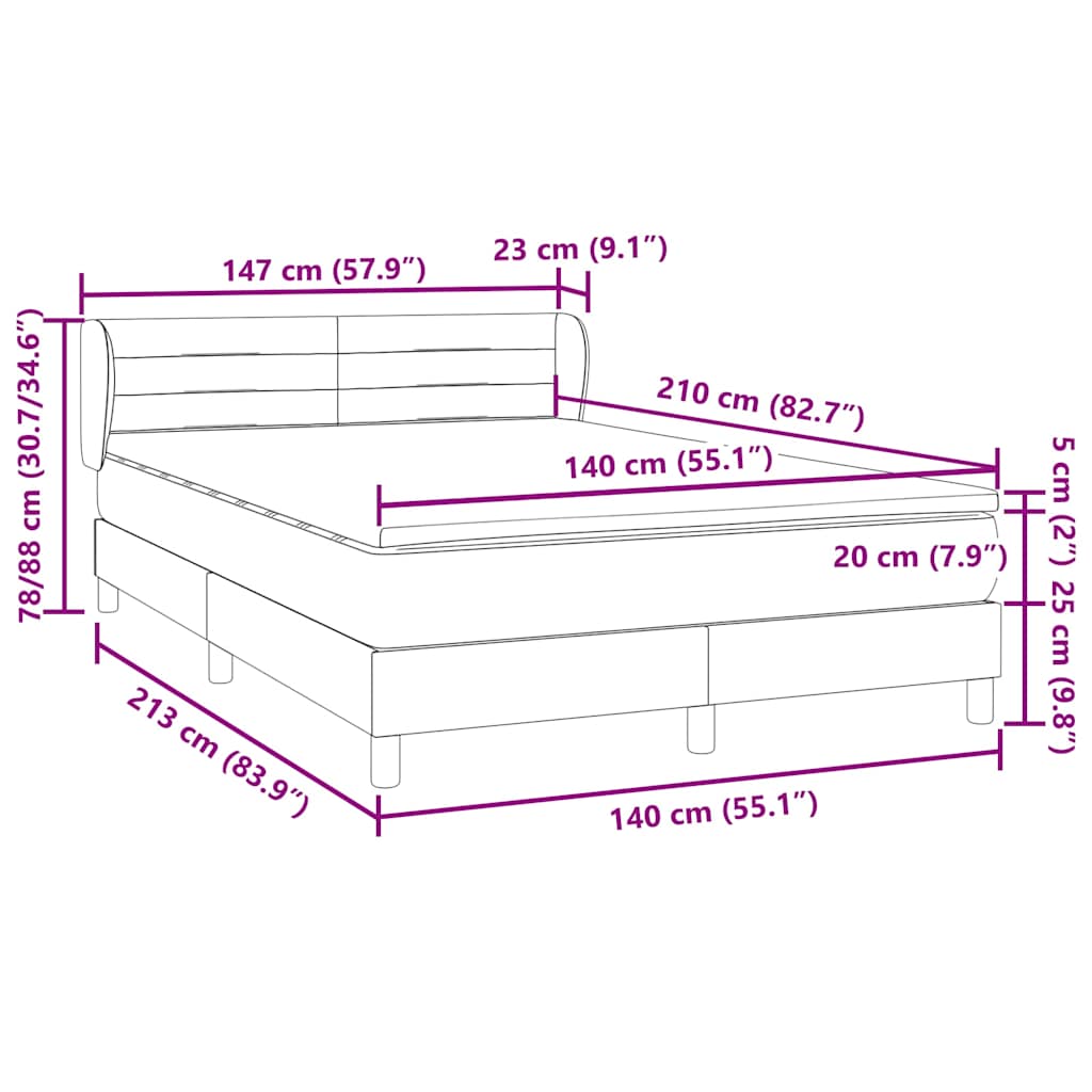 Boxspring met matras fluweel zwart 140x210 cm – afbeelding 12