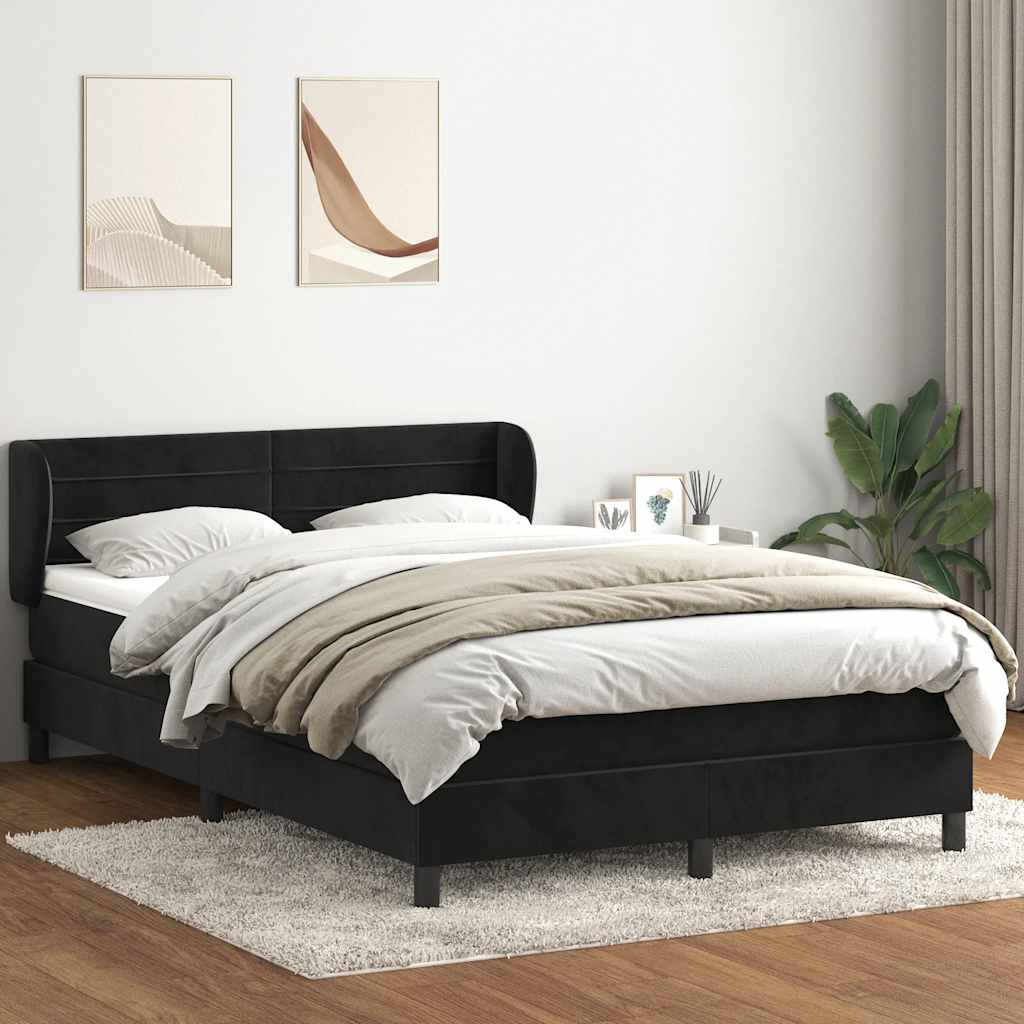 Boxspring met matras fluweel zwart 160x210 cm – afbeelding 1