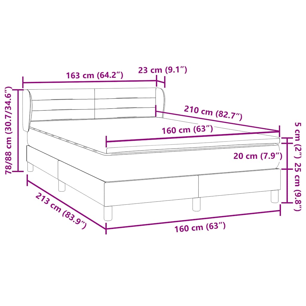 Boxspring met matras fluweel donkerblauw 160x210 cm – afbeelding 12