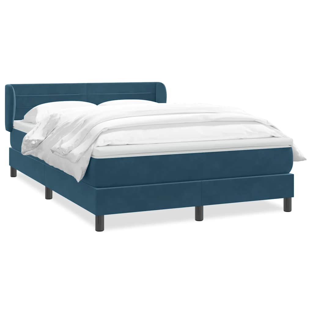 Boxspring met matras fluweel donkerblauw 160x210 cm – afbeelding 2