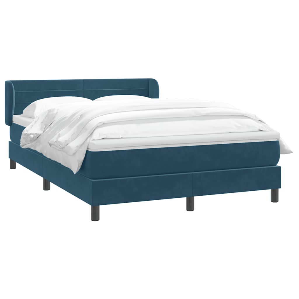 Boxspring met matras fluweel donkerblauw 160x210 cm – afbeelding 3