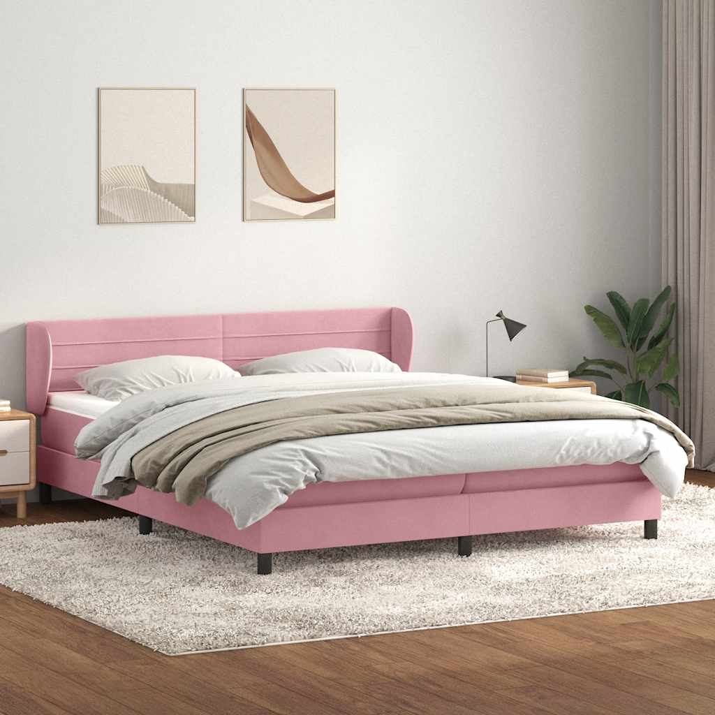 Boxspring met matrassen fluweel roze 180x210 cm – afbeelding 1