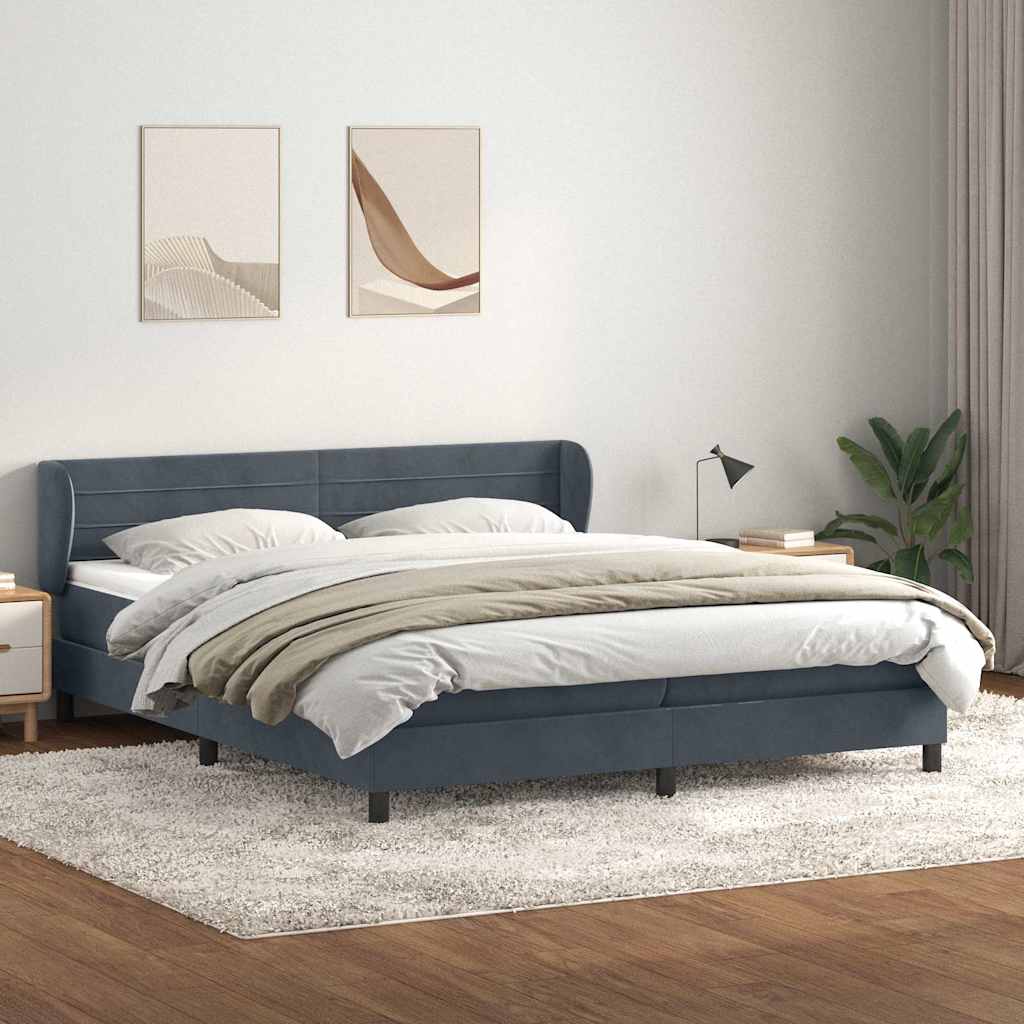 Boxspring met matrassen fluweel donkergrijs 200x210 cm – afbeelding 1