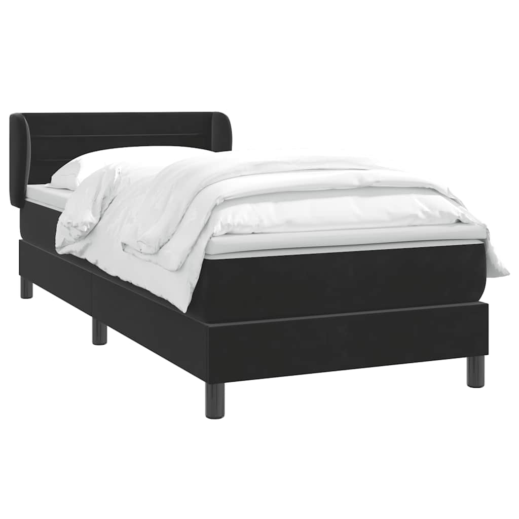 Boxspring met matras fluweel zwart 90x220 cm – afbeelding 3