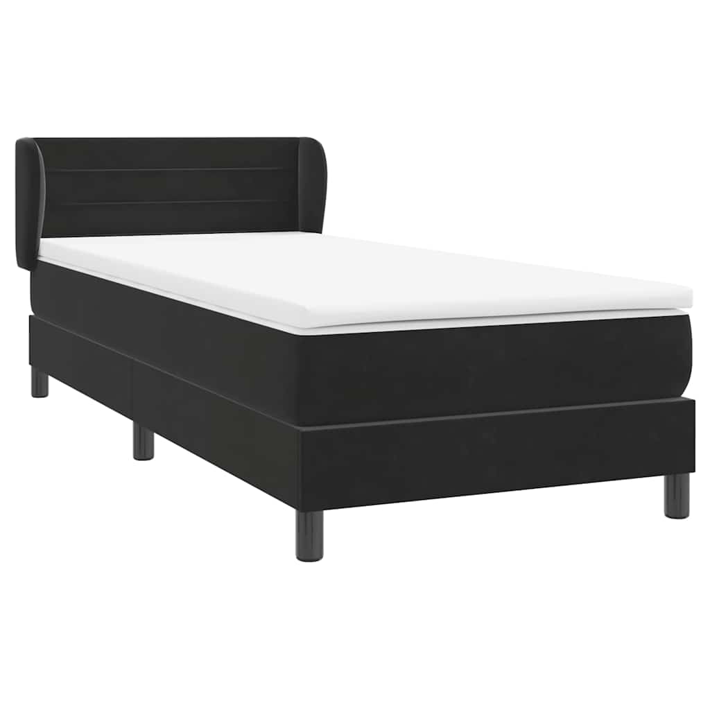 Boxspring met matras fluweel zwart 90x220 cm – afbeelding 4