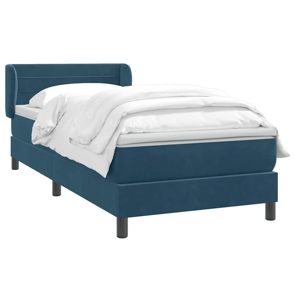 Boxspring met matras fluweel donkerblauw 90x220 cm – afbeelding 3