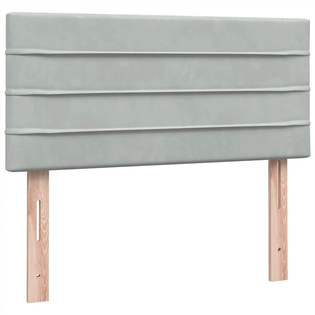 Boxspring met matras fluweel lichtgrijs 100x220 cm – afbeelding 8