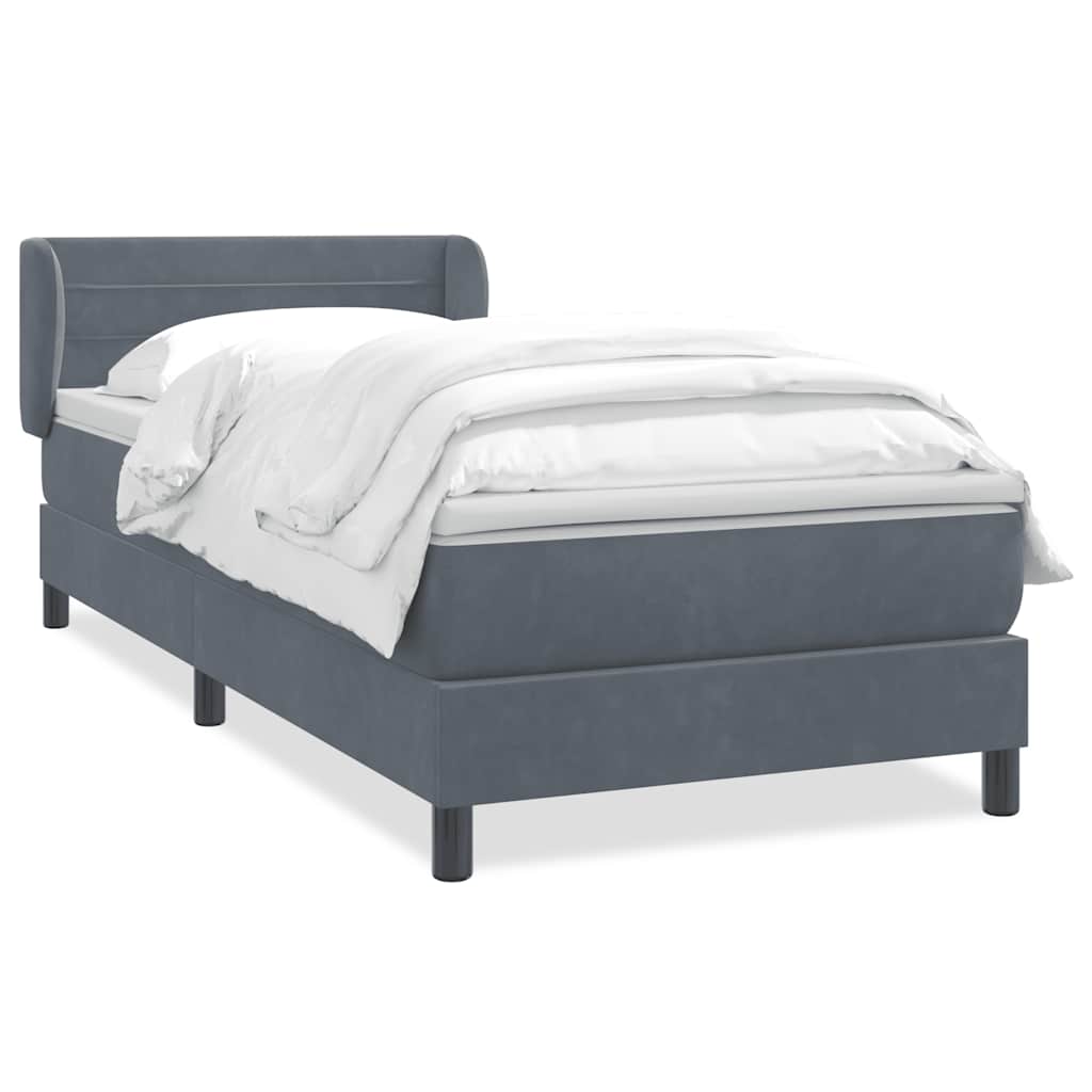 Boxspring met matras fluweel donkergrijs 100x220 cm – afbeelding 2