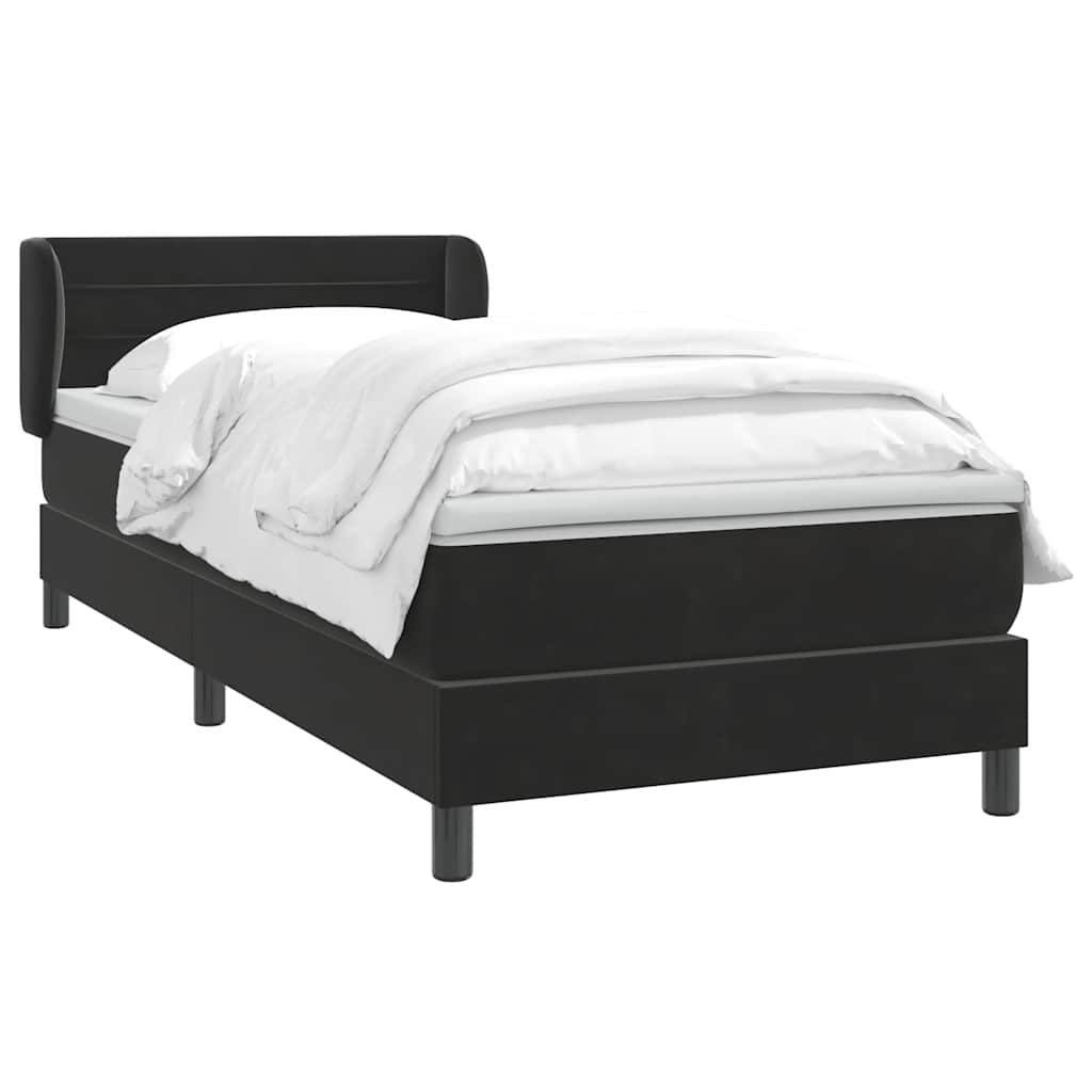 Boxspring met matras fluweel zwart 100x220 cm – afbeelding 3