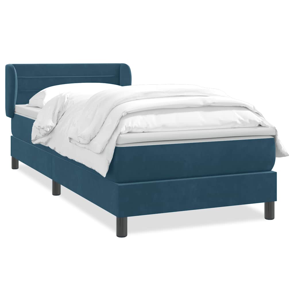 Boxspring met matras fluweel donkerblauw 100x220 cm – afbeelding 2