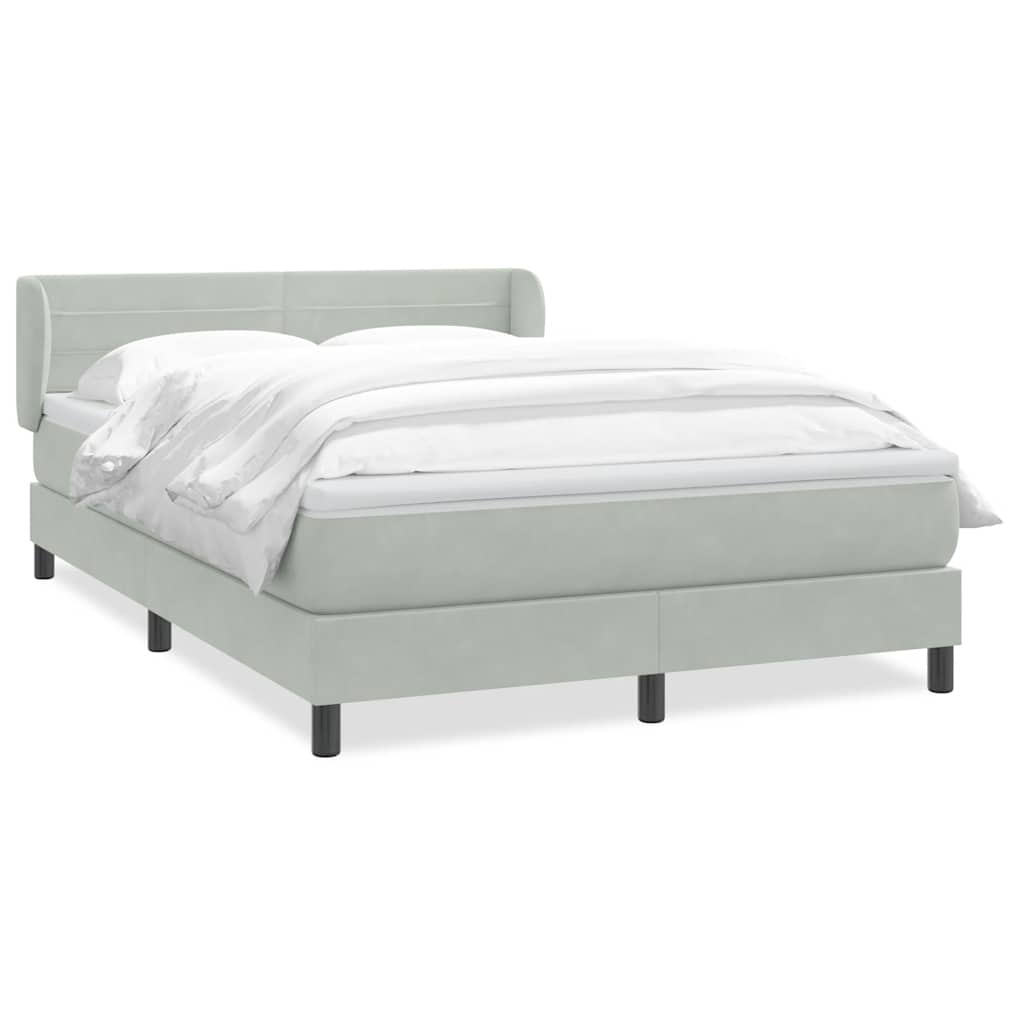 Boxspring met matras fluweel lichtgrijs 140x220 cm – afbeelding 2