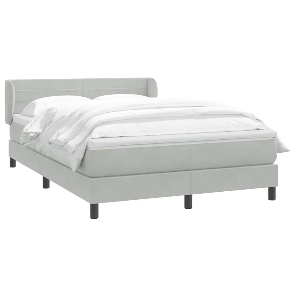 Boxspring met matras fluweel lichtgrijs 140x220 cm – afbeelding 3