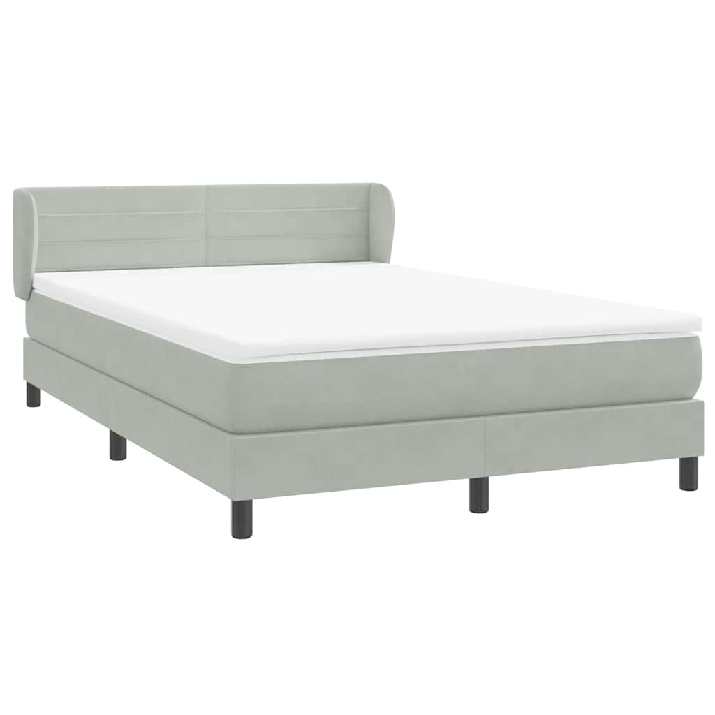 Boxspring met matras fluweel lichtgrijs 140x220 cm – afbeelding 4