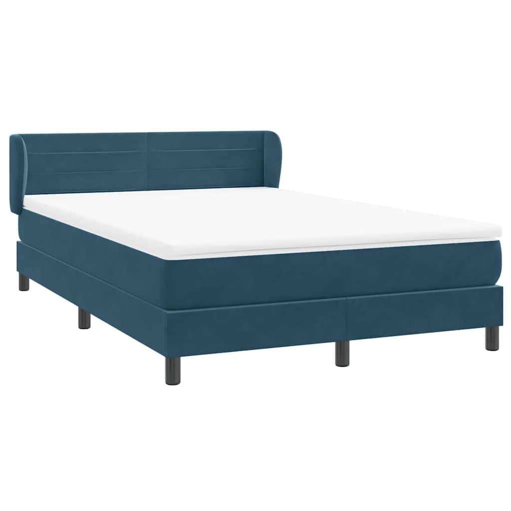 Boxspring met matras fluweel donkerblauw 140x220 cm – afbeelding 4