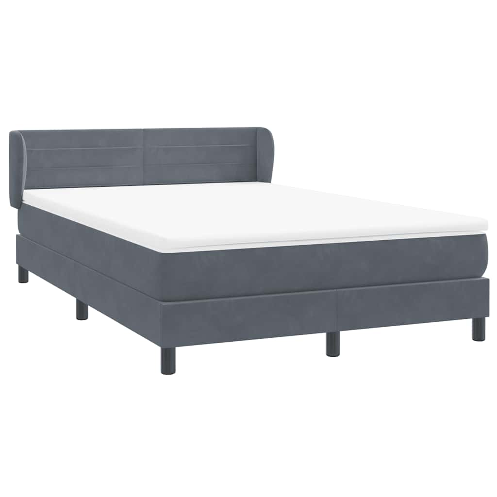 Boxspring met matras fluweel donkergrijs 160x220 cm – afbeelding 4