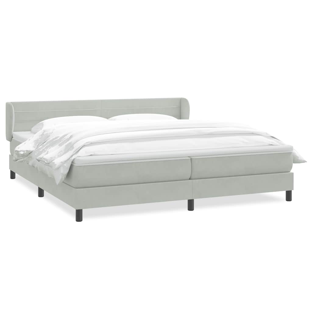 Boxspringbed met matrassen 180x220 cm fluweel lichtgrijs – afbeelding 2